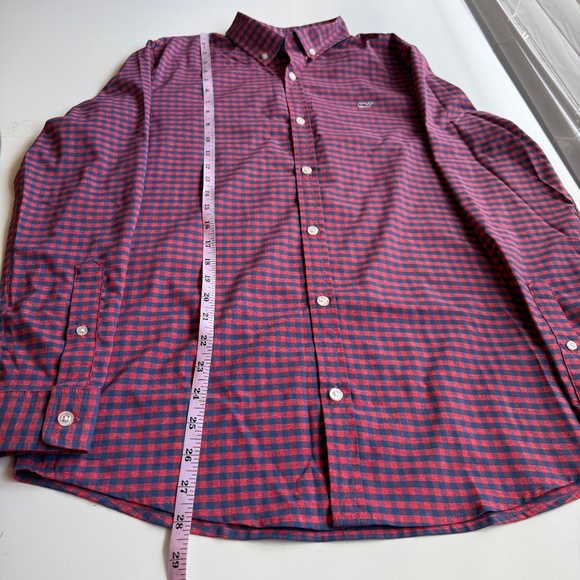 Vineyard Vines Mens Red Navy Cotton Gingham Check Button Down Shirt XL - Picture 10 of 10